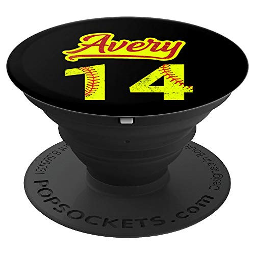 AVERY Softball No #14 Jersey Number 14 Catcher & Pitcher PopSockets Grip and Stand for Phones and Tablets