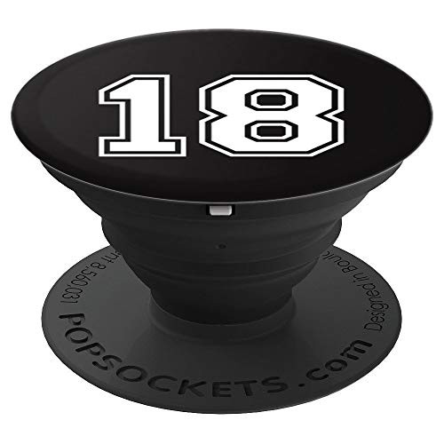 Ice Hockey Personalized Jersey No #18 Puck Number 18 Gift PopSockets Grip and Stand for Phones and Tablets