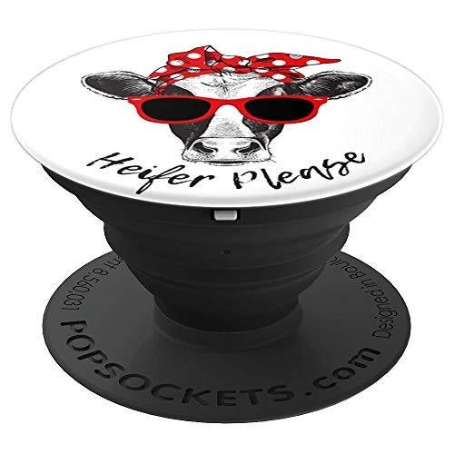 Heifer Please Funny Cow Head Red White Bandana Sunglasses PopSockets Grip and Stand for Phones and Tablets