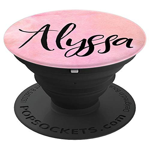 Alyssa name Black on Pink - Alyssa PopSockets Grip and Stand for Phones and Tablets