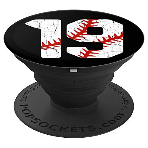Baseball Player Jersey Number #19 19 Proud Baseball MOM DAD PopSockets Grip and Stand for Phones and Tablets