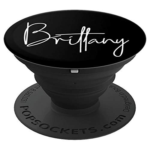 Brittany Name White on Black - Brittany PopSockets Grip and Stand for Phones and Tablets