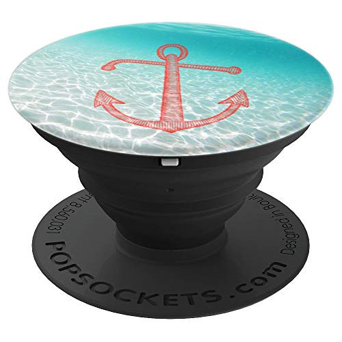 Red Vintage Anchor Gift for Sailor Men Women Ocean Beach Art PopSockets Grip and Stand for Phones and Tablets