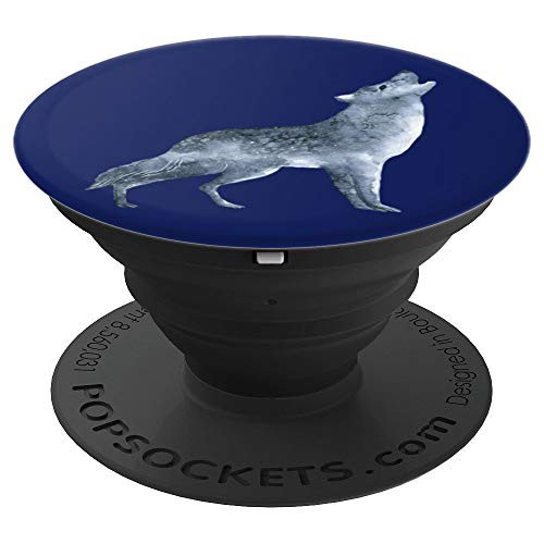 Beautiful Lone Winter Dire Wolf Howl Silhouette Art PopSockets Grip and Stand for Phones and Tablets