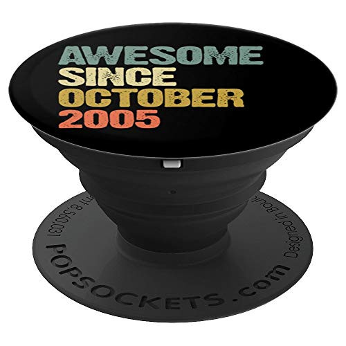 Awesome Since October 2005 14 Years Old 14th Birthday Gift PopSockets Grip and Stand for Phones and Tablets