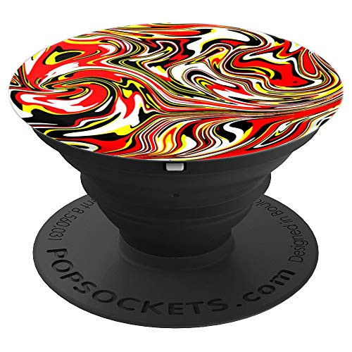 Red Yellow Flame Modern Abstract Swirl Pattern Art Design PopSockets Grip and Stand for Phones and Tablets