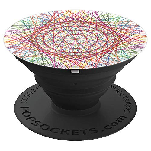 Cool Geometric Design Rainbow Colored Lines on White Backgro PopSockets Grip and Stand for Phones and Tablets