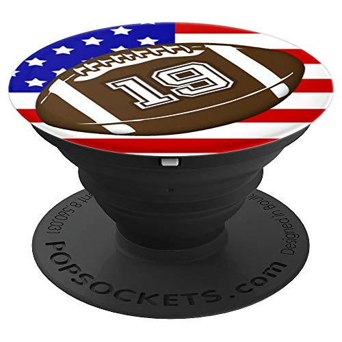 American Football Player #19 Back No 19 Ball Gadget Gift PopSockets Grip and Stand for Phones and Tablets