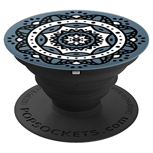 Cute Bohemian Black & White Mandala Art Boho Blue Mandala PopSockets Grip and Stand for Phones and Tablets