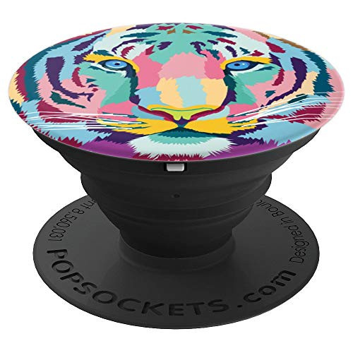 Bright Colorful Tiger's head Siberian Bengal Malayan Javan PopSockets Grip and Stand for Phones and Tablets
