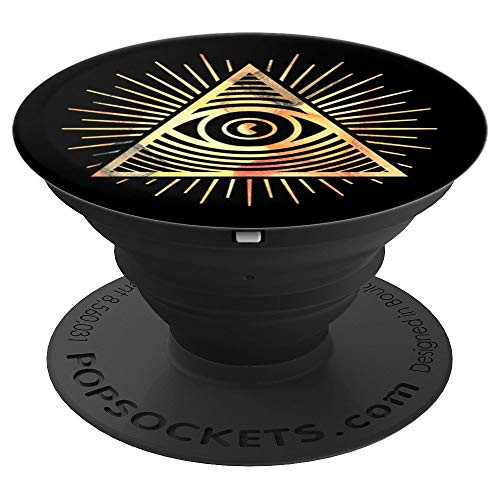 Black Illuminati Bright Yellow Eye Art Smartphone Holder PopSockets Grip and Stand for Phones and Tablets