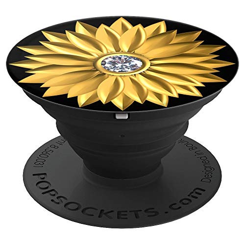 Golden Flower Design Mandala Art PopSockets Grip and Stand for Phones and Tablets