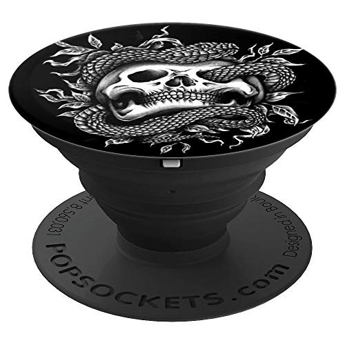 Skull Head And Snakes Black PopSockets Grip and Stand for Phones and Tablets