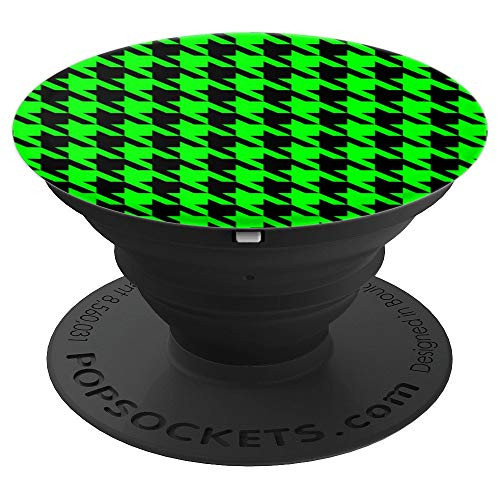 chartreuse lime acid green houndstooth PopSockets Grip and Stand for Phones and Tablets