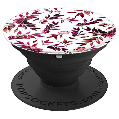 Maroon Flower Art PopSockets Grip and Stand for Phones and Tablets