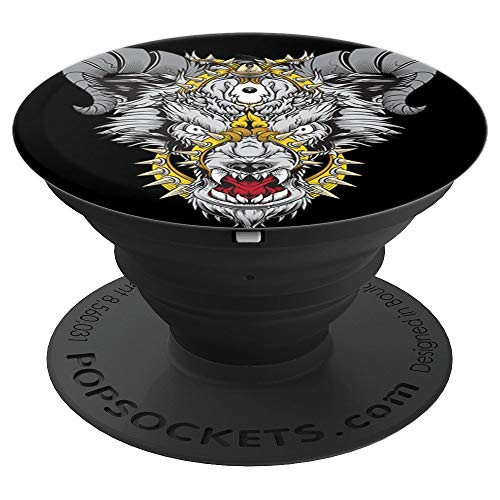 Hellhound Dog Demon Head PopSockets Grip and Stand for Phones and Tablets