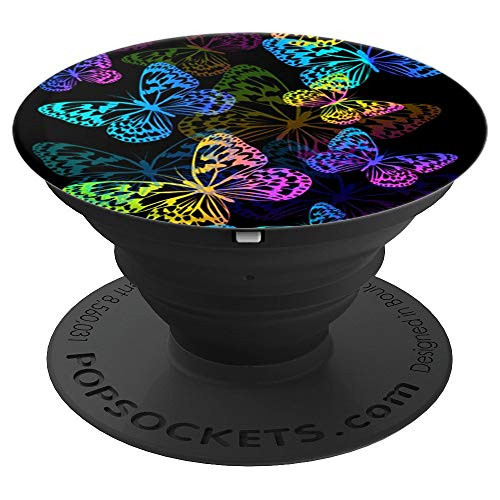Colored Butterflies flying PopSockets Grip and Stand for Phones and Tablets