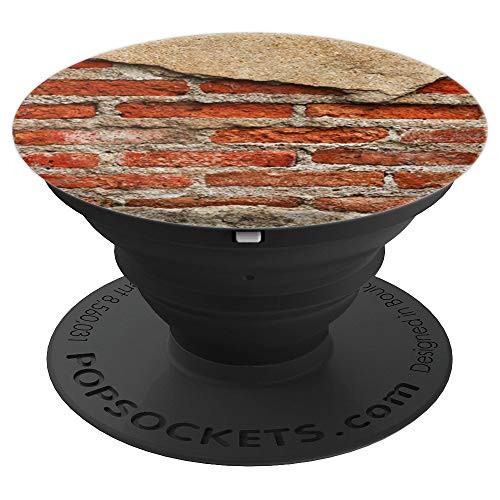 Crumbling Broken Red Brick Mortar Wall Pattern Design PopSockets Grip and Stand for Phones and Tablets