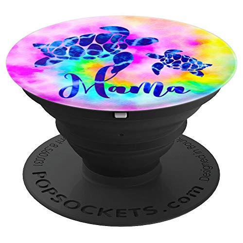 Mama Sea Turtle Watercolor Pastel Rainbow Tie Dye Art Cloud PopSockets Grip and Stand for Phones and Tablets