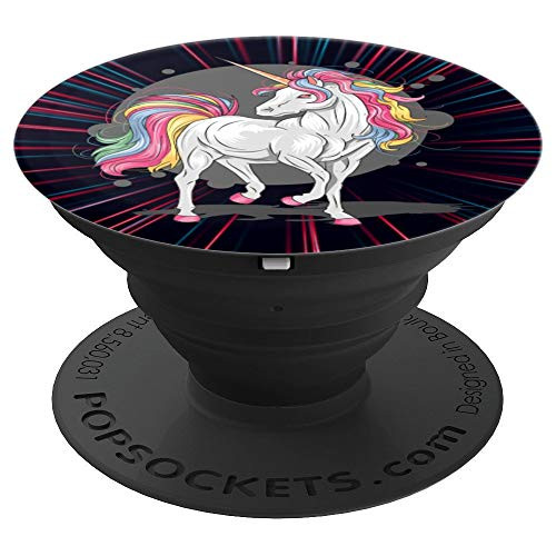 Cute Unicorn Cool Design Watercolor Art Black Background PopSockets Grip and Stand for Phones and Tablets