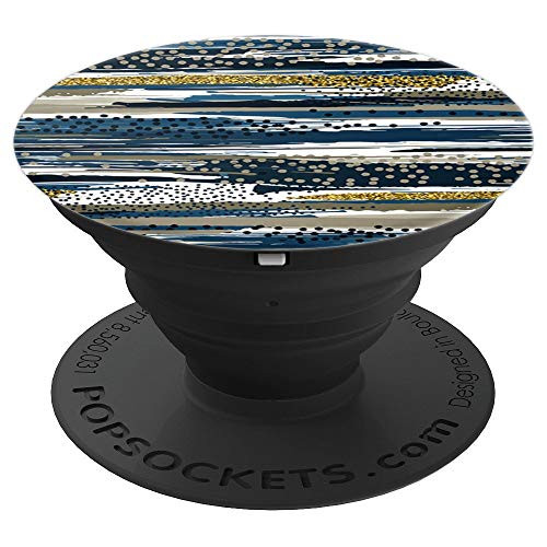 BDAZ Modern Trendy Abstract Brush Stroke Art Navy Blue Black PopSockets Grip and Stand for Phones and Tablets