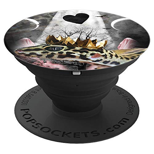 Goth Leopard Gecko With Crown Head Piece PopSockets Grip and Stand for Phones and Tablets