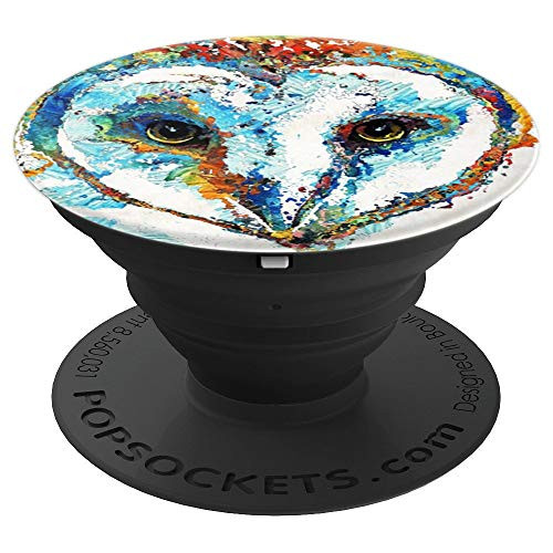 Colorful Barn Owl Art PopSockets Grip and Stand for Phones and Tablets