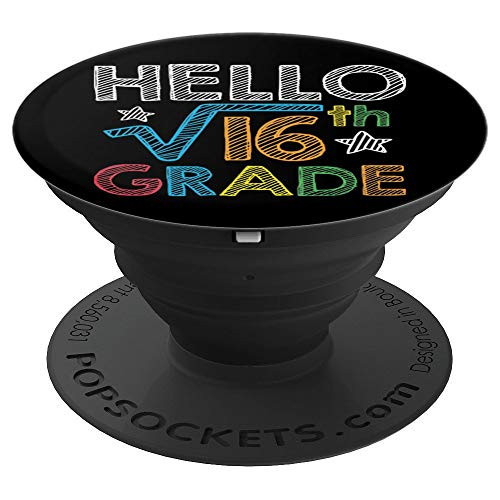 Hello Square Root 16 4th Grade Back To School Math Nerd Gift PopSockets Grip and Stand for Phones and Tablets