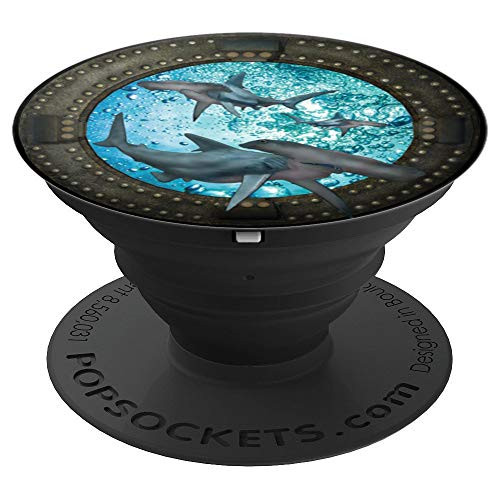 Shark Hammerhead Surreal Ocean Wildlife Steampunk PopSockets Grip and Stand for Phones and Tablets