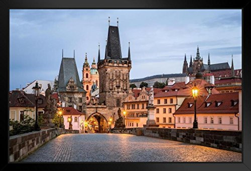 Mala Strana Bridge Tower Prague Republic Photo Sunset Black Wood Framed Art Poster 20x14 Mala Strana Bridge Tower Prague Republic Photo Sunset Black Wood Framed Art Poster 20x14