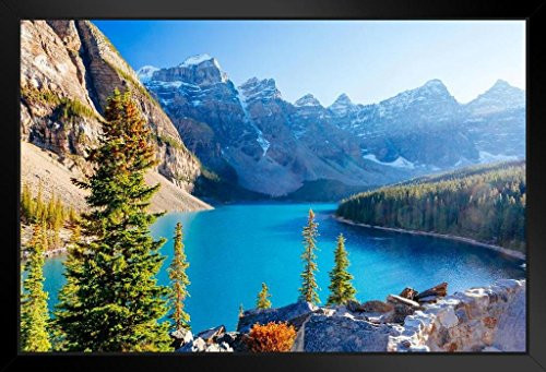 Moraine Lake Banff National Park Lake Louise Alberta Canada Photo Black Wood Framed Art Poster 20x14