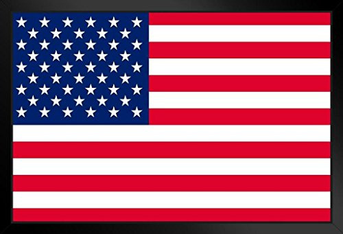 United States of America USA American Flag Black Wood Framed Art Poster 20x14 United States of America USA American Flag Black Wood Framed Art Poster 20x14