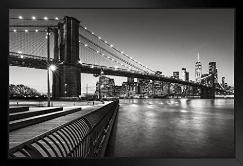 Brooklyn Bridge Park Boardwalk Lower Manhattan East River Black White Photo Black Wood Framed Art Poster 20x14 Brooklyn Bridge Park Boardwalk Lower Manhattan East River Black White Photo Black Wood Framed Art Poster 20x14