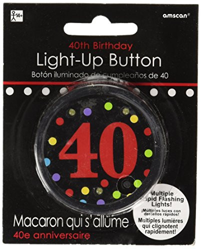 amscan 40th Birthday Flashing Button, 6 Ct.