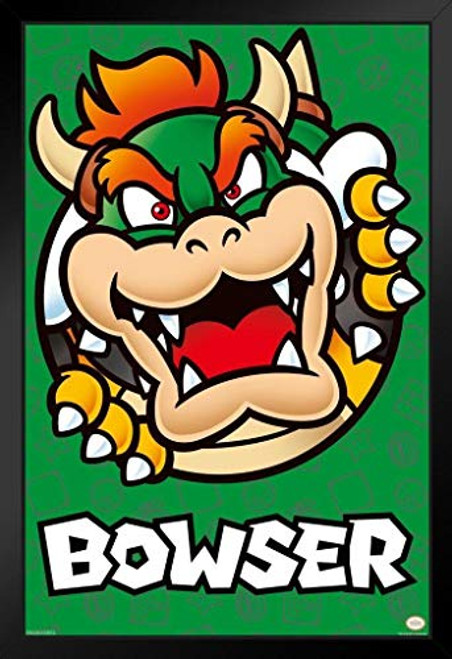 Pyramid America Super Mario Bros Bowser Nintendo Black Wood Framed Art Poster 14x20