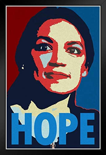 Alexandria Ocasio Cortez Hope Campaign Art Black Wood Framed Art Poster 14x20