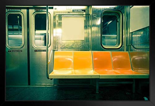New York City NYC Subway Car Authorized Photo Black Wood Framed Poster 14x20