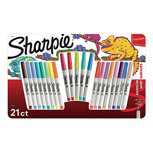 Sharpie Permanent Marker, Ultra Fine Point, Set of 21 Assorted Colors (2010990)