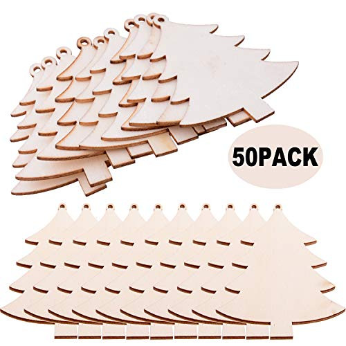 Pack of 50 Wooden Crafts to Paint Christmas Tree Hanging Ornaments Unfinished Wood Cutouts Christmas Decoration DIY Crafts (Wooden Christmas Tree Cutouts) Pack of 50 Wooden Crafts to Paint Christmas Tree Hanging Ornaments Unfinished Wood Cutouts Christmas Decoration DIY Crafts (Wooden Christmas Tree Cutouts)