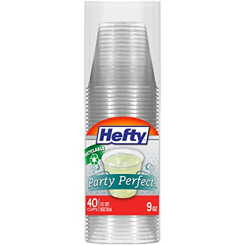 Hefty Clear Plastic Cups - 9 Ounce, 12 Packages of 40 Cups (480 Total)