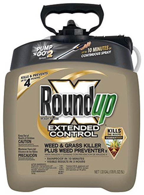 Roundup Ready-To-Use Extended Control Weed & Grass Killer Plus Weed Preventer II with Pump 'N Go 2, 1.33 gal. Roundup Ready-To-Use Extended Control Weed & Grass Killer Plus Weed Preventer II with Pump 'N Go 2, 1.33 gal.
