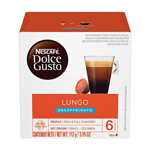 Nescafe Dolce Gusto Coffee Pods, Lungo Decaffeinato, 16 capsules, Pack of 3