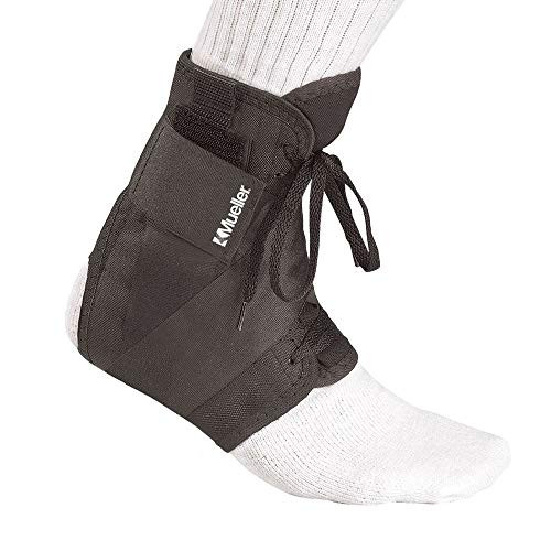 Mueller Soft Ankle Brace with Strap, Black, Large, Women's 12-14, Men's 11-13