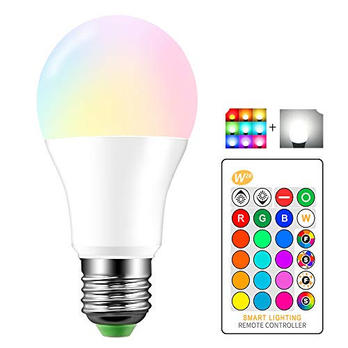 Lemonbest Dimmable 10 Watts E26 RGBW LED Light Bulb IR Remote Control 16 Colors Changing Party Stage LED Lamp Lighting (10Watt RGB+Cool White)