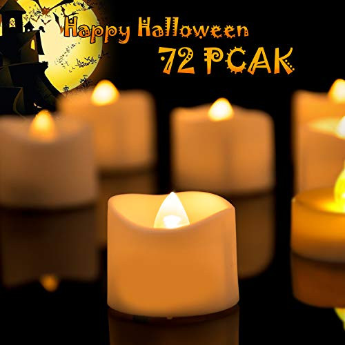 Homemory 72 Pcs Flameless Tealight Candles Bulk, Battery Operated Votive Candles, Flickering [White Base] [Batteries Included]