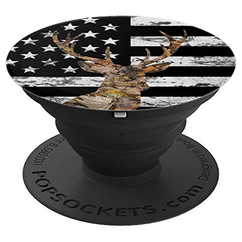American Flag and Camo Deer Head - Design Series PopSockets Grip and Stand for Phones and Tablets