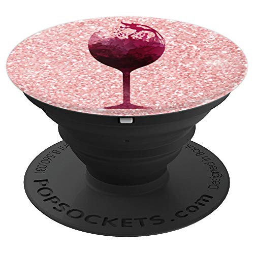 Love A Full Red Wine Glass On Pink Background PopSockets Grip and Stand for Phones and Tablets