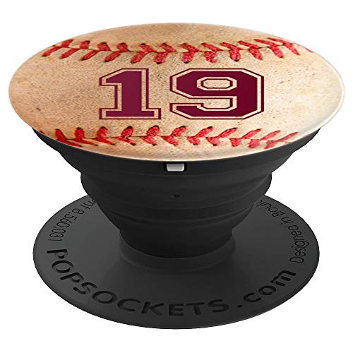 Baseball Player #19 Jersey No 19 Baseball Phone Grip Gift PopSockets Grip and Stand for Phones and Tablets