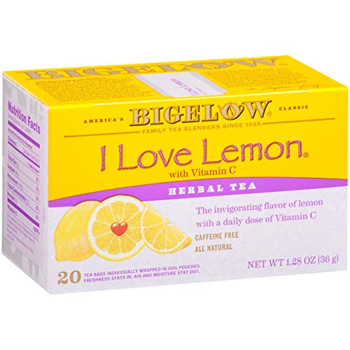 Bigelow I Love Lemon Herbal Tea Bags, 20 Count Box (Pack of 6) Caffeine Free Herbal Tea, 120 Tea Bags Total