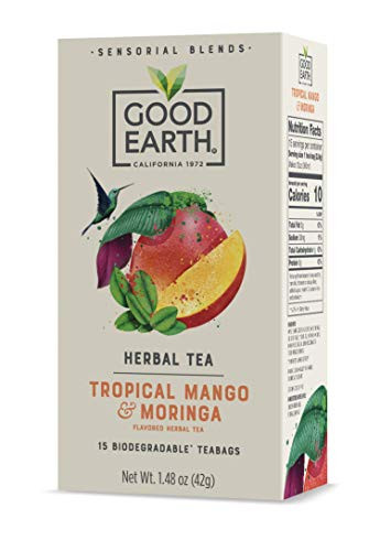Good Earth Sensorial Tropical Mango & Moringa Herbal Tea, 15 Count (Pack of 5)